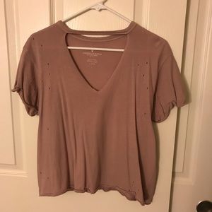 Blush Distressed V-Neck